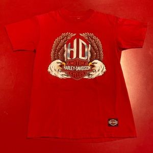 Vintage 1989 Harley Davidson Daytona Beach FL Graphic Single Stitch Red Shirt M
